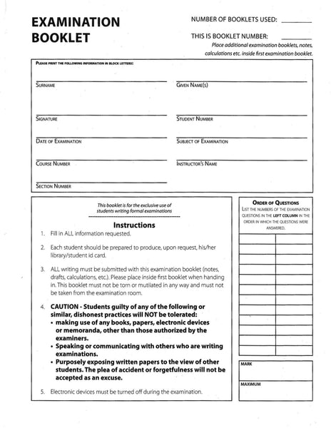 Exam Booklets – BCIT Inventory